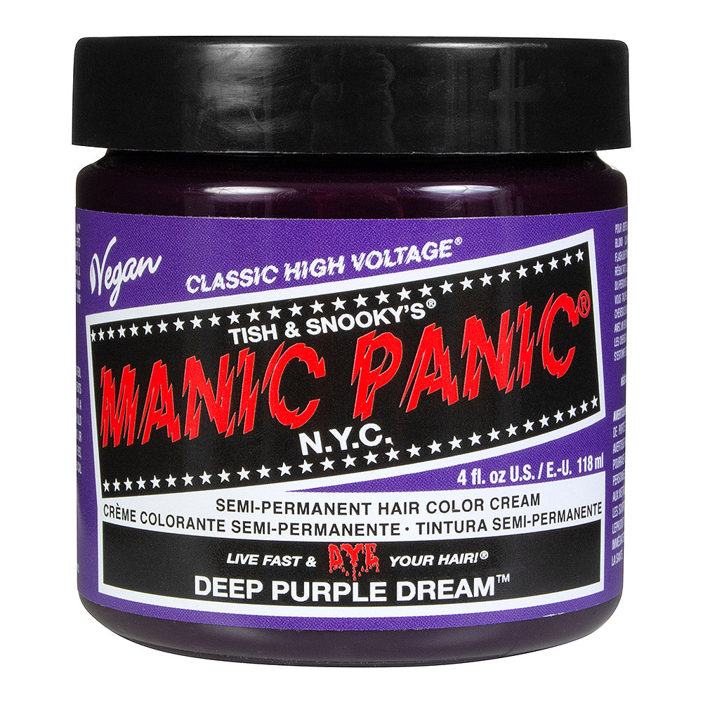 Manic Panic Deep Purple Dream rich purple semi-permanent hair dye, Classic High Voltage 118ml vegan formula
