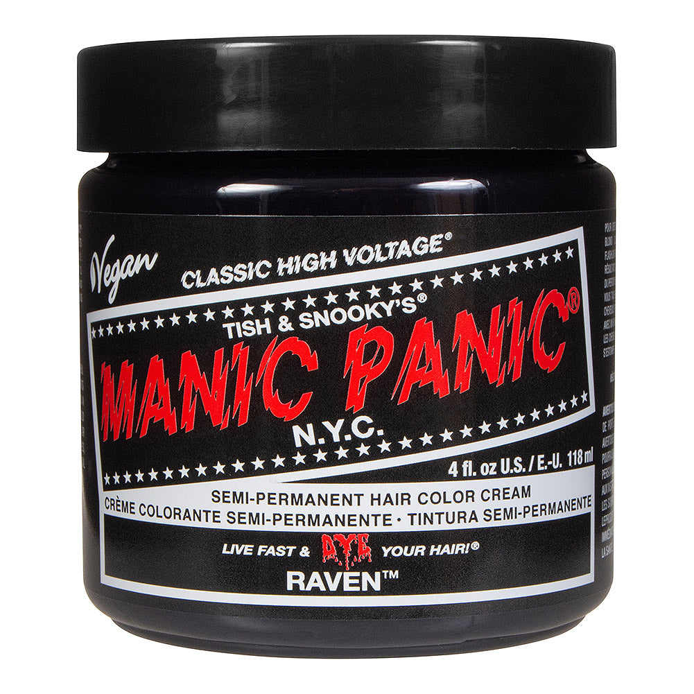 Manic Panic Raven deep black semi-permanent hair dye, Classic High Voltage 118ml vegan formula