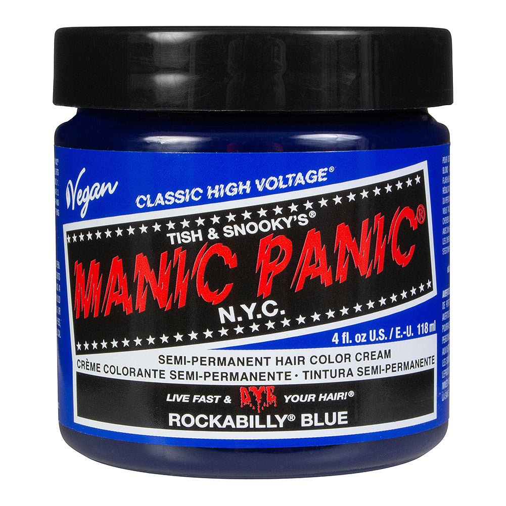 Manic Panic Rockabilly Blue vibrant cobalt blue semi-permanent hair dye, Classic High Voltage 118ml vegan formula