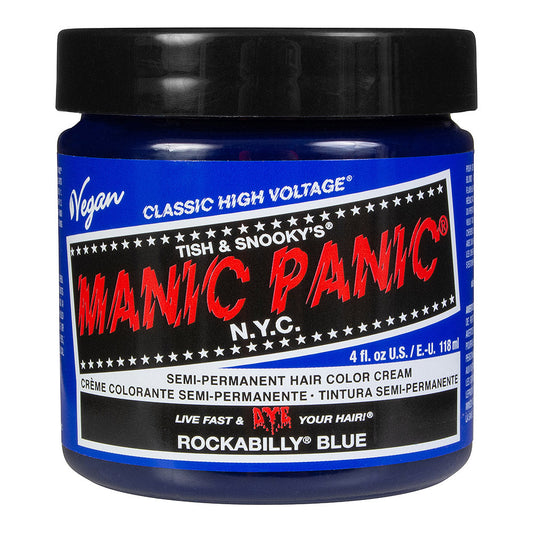 Manic Panic Rockabilly Blue vibrant cobalt blue semi-permanent hair dye, Classic High Voltage 118ml vegan formula
