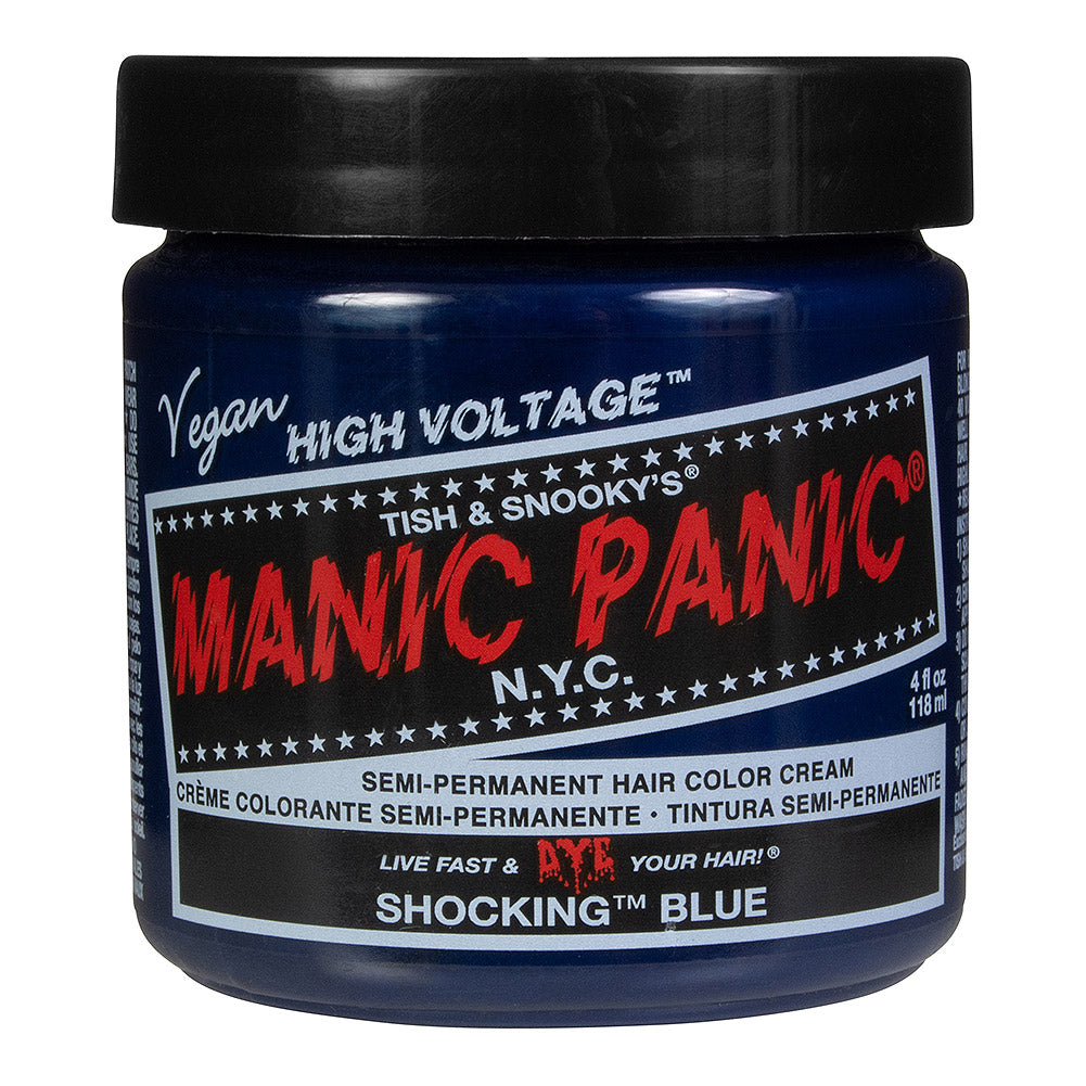 Manic Panic Shocking Blue intense cool-toned blue semi-permanent hair dye, Classic High Voltage 118ml vegan formula