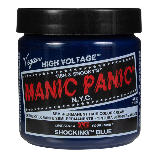 Manic Panic Shocking Blue intense cool-toned blue semi-permanent hair dye, Classic High Voltage 118ml vegan formula