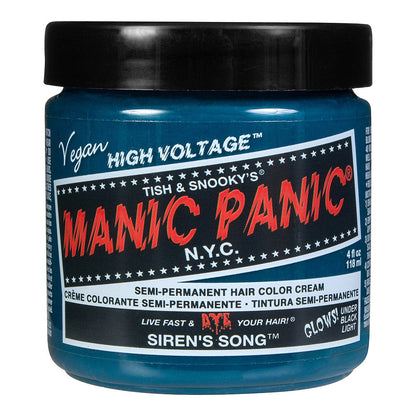 Manic Panic Siren’s Song neon turquoise blue-green semi-permanent hair dye, UV reactive Classic High Voltage 118ml vegan formula