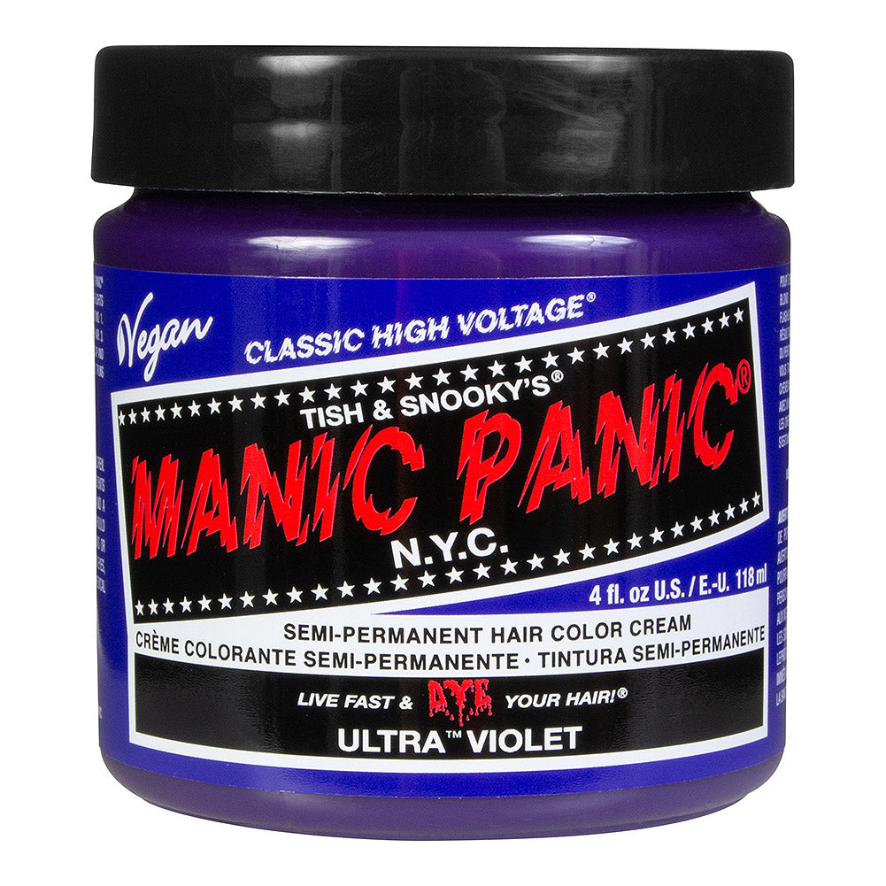 Manic Panic Ultra Violet Blue vibrant blue and violet semi-permanent hair dye, Classic High Voltage 118ml vegan formula
