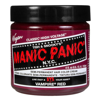 Manic Panic Vampire Red Classic High Voltage blood-red semi-permanent hair dye with rich burgundy-red colour swatch