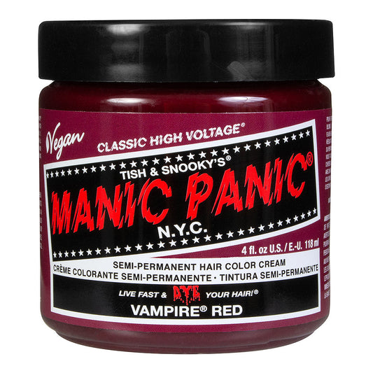 Manic Panic Vampire Red Classic High Voltage blood-red semi-permanent hair dye with rich burgundy-red colour swatch