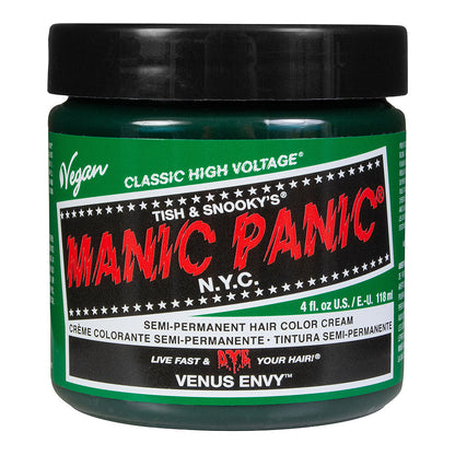 Manic Panic Venus Envy Classic High Voltage deep dark green semi-permanent hair dye with green colour swatch