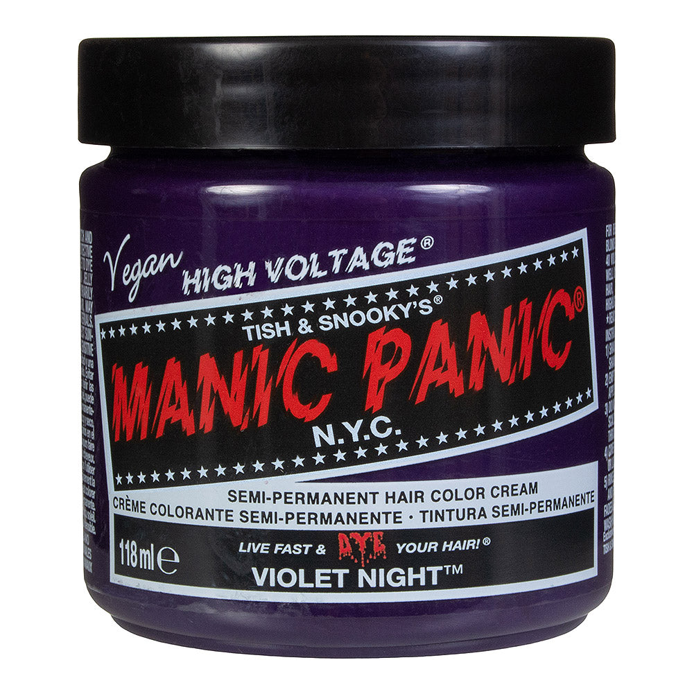 Manic Panic Violet Night Classic High Voltage dark purple semi-permanent hair dye with deep violet colour swatch