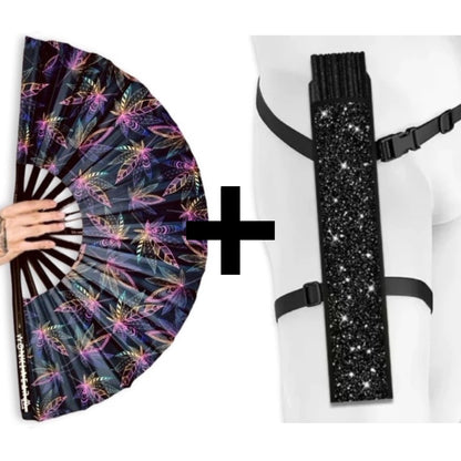 WonkiWear Mary Jane UV reactive festival fan with protective black holster bundle