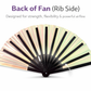 Back of Mermaid Wishes festival fan showing pearlescent finish and strong black ribs