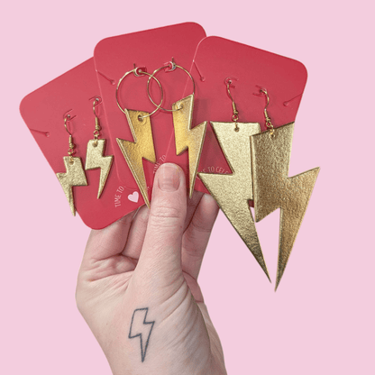 Extra Large Gold Lightning Bolt Earrings | Statement Jewellery