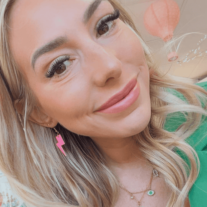 Mini Neon Pink Lightning Bolt Earrings | Cork Statement Jewellery