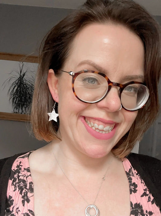 Mini Silver Star Earrings | Glitter Cork Statement Jewellery