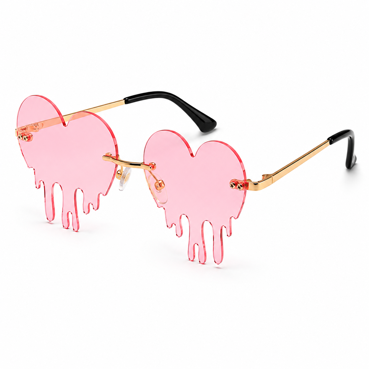 Pink dripping heart festival sunglasses front view