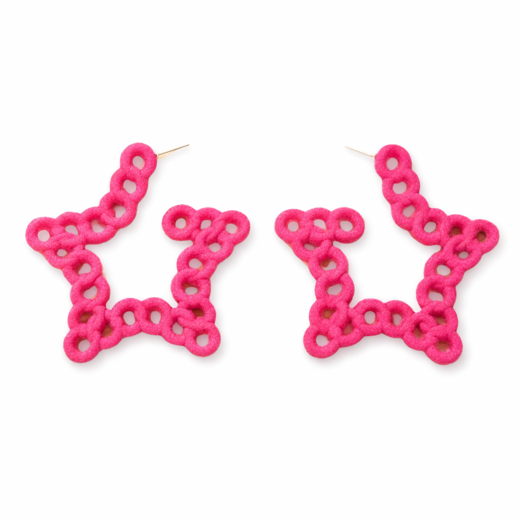 Pink star earrings UK bubble style festival drop earrings