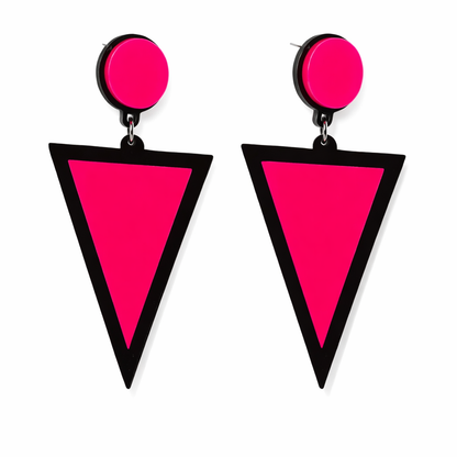 Pink triangle earrings UK neon geometric statement earrings