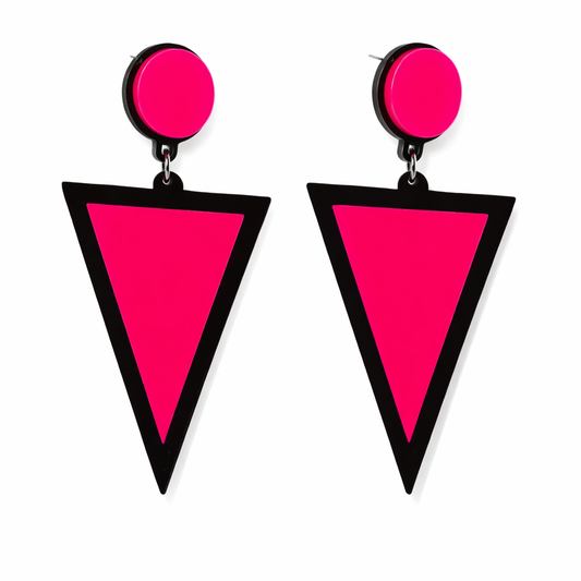 Pink triangle earrings UK neon geometric statement earrings