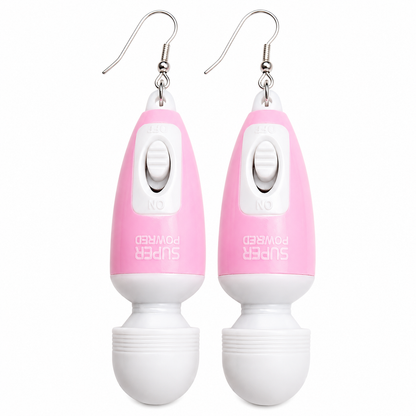 Pink mini vibrating novelty earrings that really vibrate