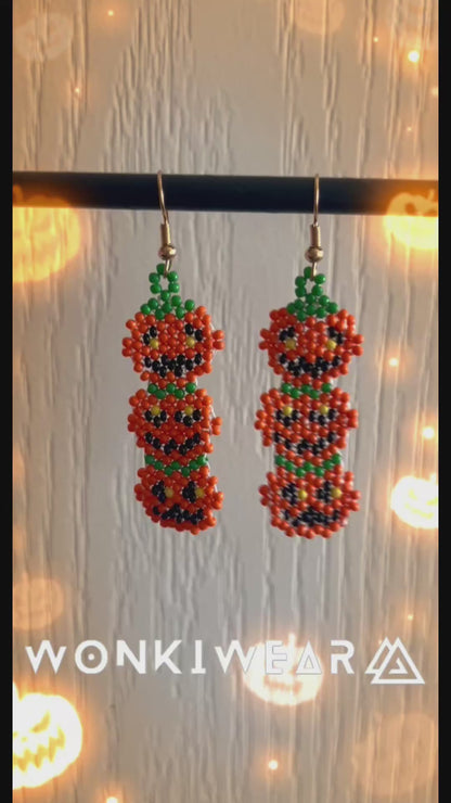 Beaded Pumpkin Stack Earrings