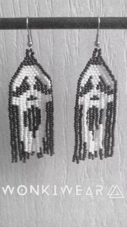 Beaded Ghost Face Earrings