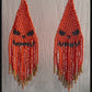 Beaded Earrings - Handmade Halloween Jack-o'-Lantern Face