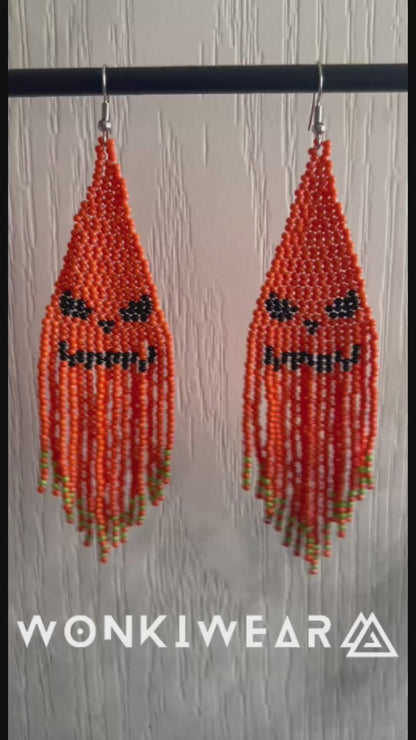 Beaded Jack-o’-Lantern Earrings