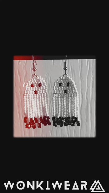 Beaded Ghost Drop Earrings