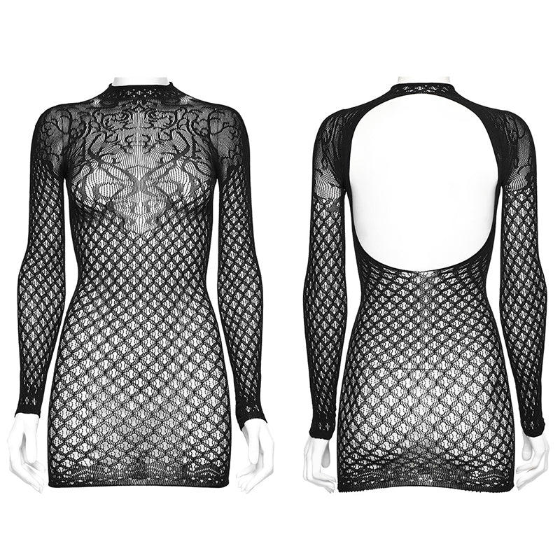 Black Mesh Rave Mini Dress | Punk Rave