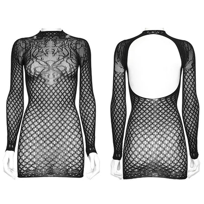 Black Mesh Rave Mini Dress | Punk Rave