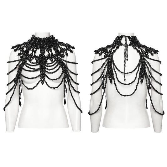 Black Beaded Rave Body Harness | Punk Rave