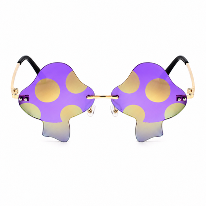 Purple mushroom shaped festival glasses angled product view