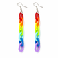 Rainbow chain drop earrings colourful festival statement jewellery