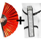 Red iridescent fan with silver glitter festival fan holster accessory