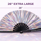 Silver Stardust rave fan size guide showing 26 inch extra large dimensions
