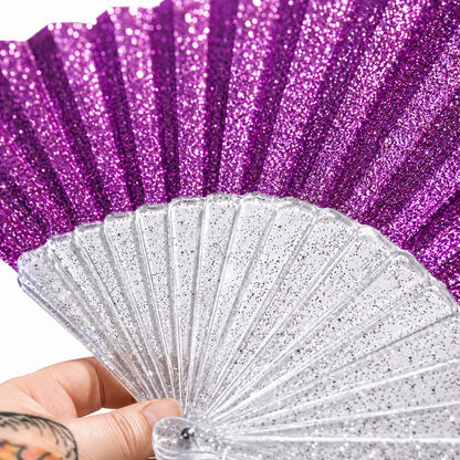 Macro close-up of purple glitter fabric showing sparkling texture and shine