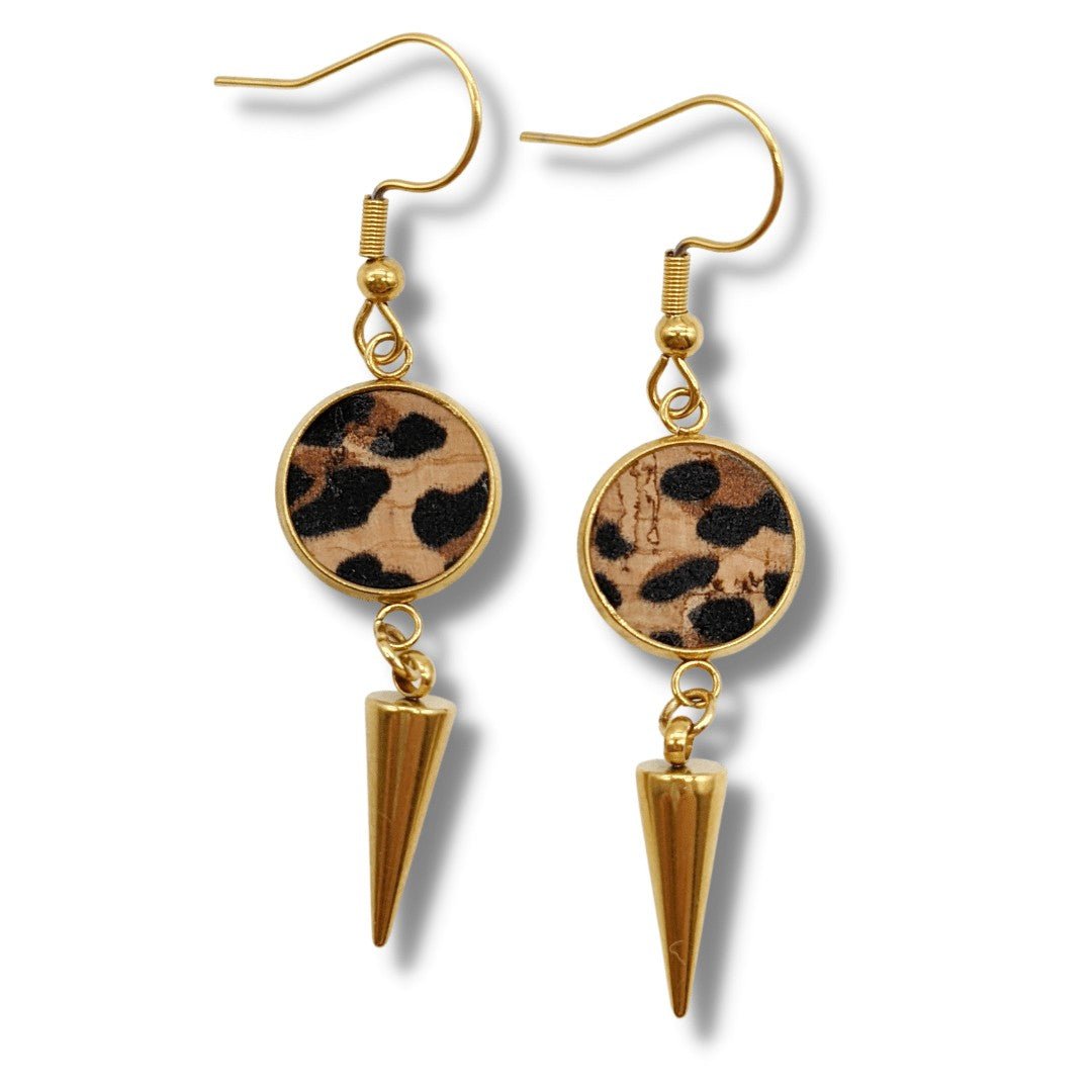 Spiked Leopard Cork Earrings | Statement Jewellery