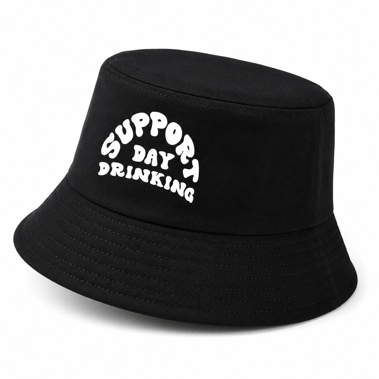 Black Support Day Drinking bucket hat angled product view