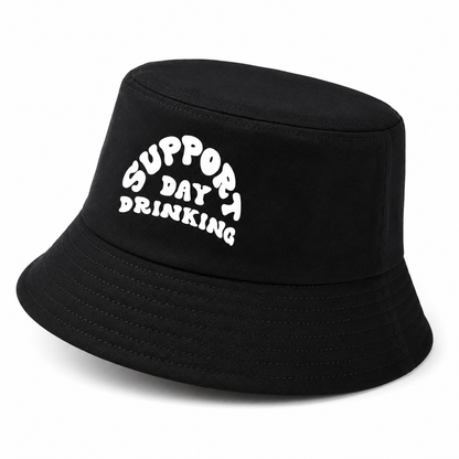 Black Support Day Drinking bucket hat angled product view