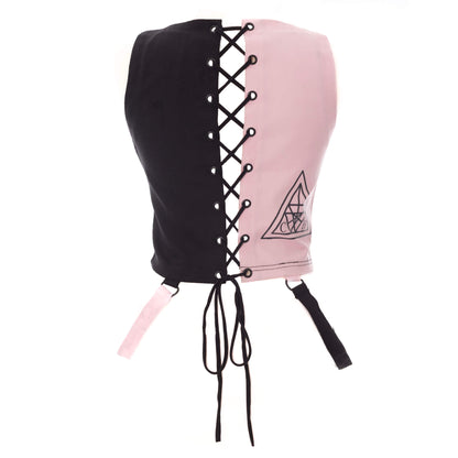 Black & Pink Harness Rave Crop Top | Chemical Black