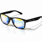 Wayfarer kaleidoscope glasses with prism lenses in black frame creating trippy light effects for festivals and raves