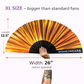 XL iridescent festival fan dimensions showing 26 inch width and 13.5 inch length