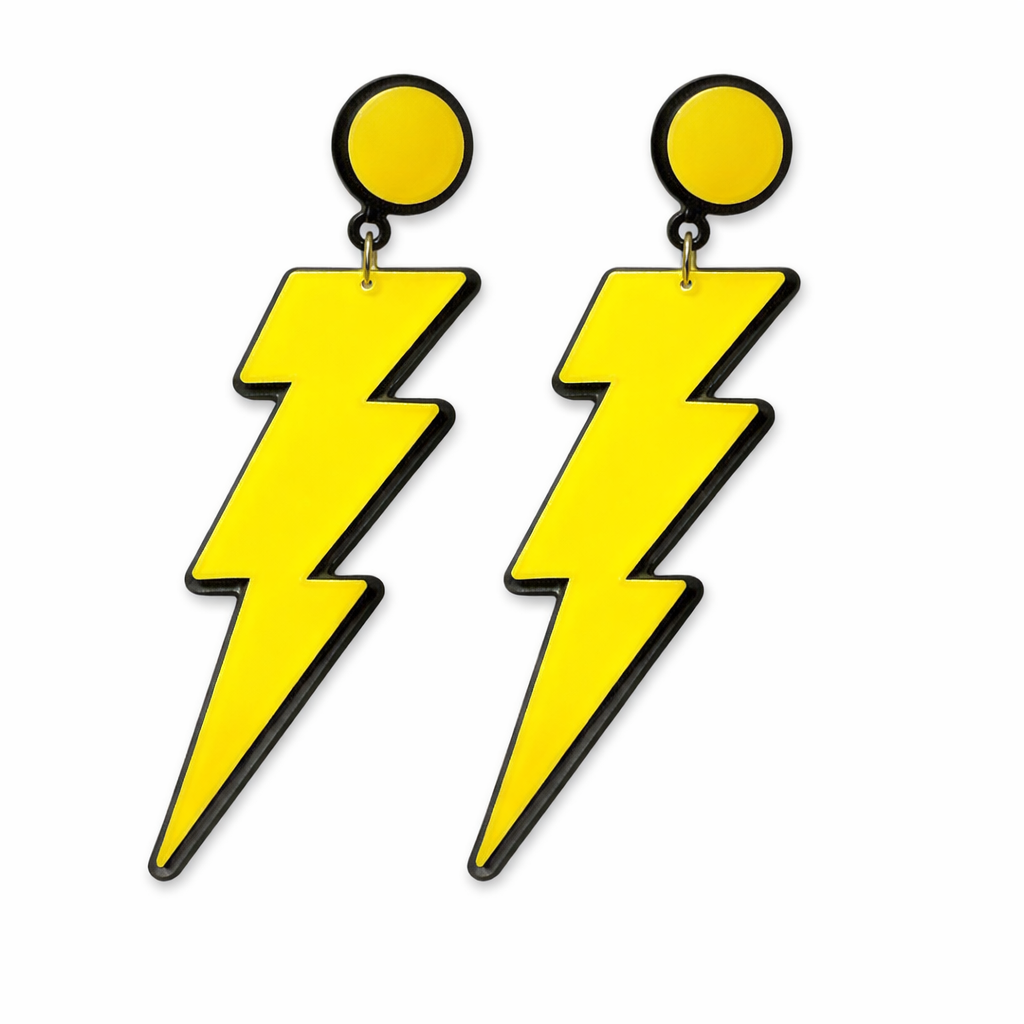Yellow lightning bolt earrings UK bold statement earrings