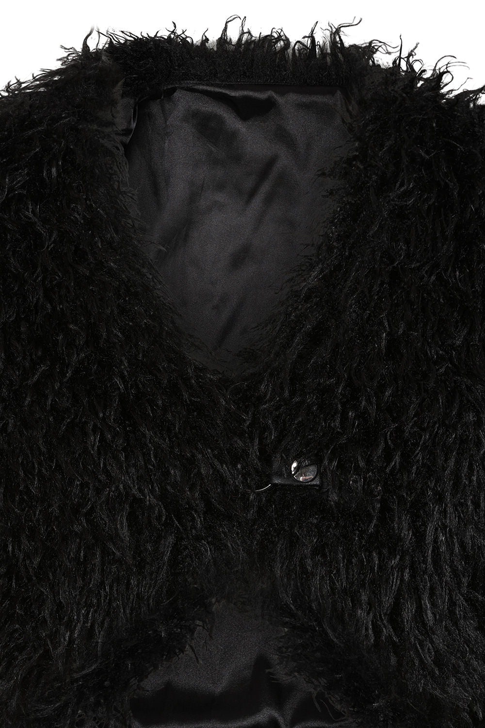 Black Shaggy Faux Fur Rave Jacket | Banned Apparel