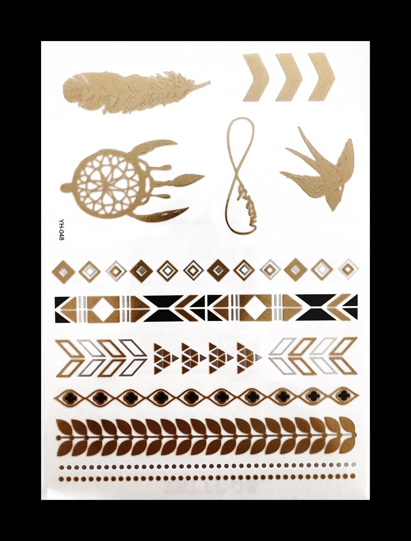 Temporary Flash Tattoos - Presence (Metallic Gold, Silver & Black)-Accessories-WonkiWear