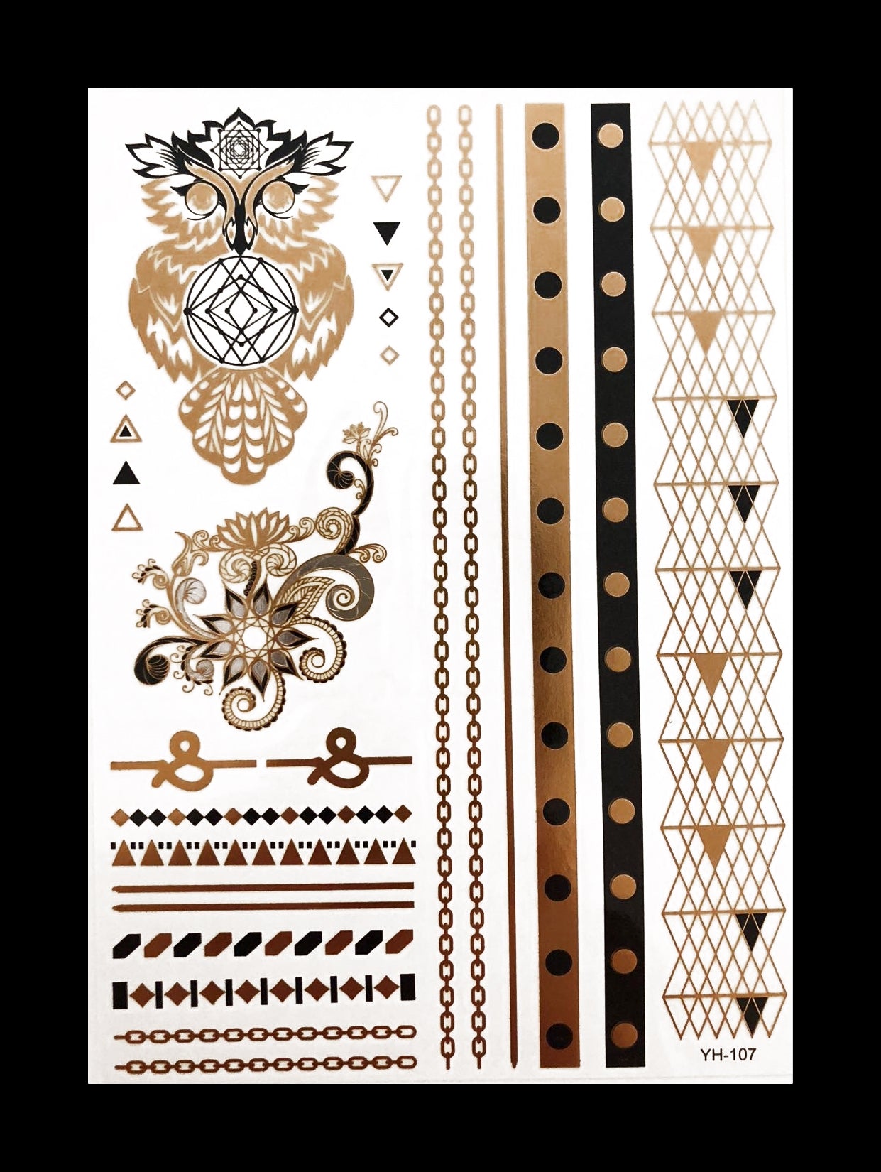 Temporary Flash Tattoos - Chakra (Metallic Gold & Black)-Accessories-WonkiWear