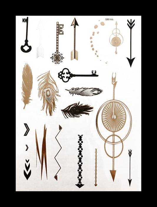 Temporary Flash Tattoos - Transcendence (Metallic Gold, Silver & Black)-Accessories-WonkiWear