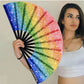 XL Festival Fan - UV Reactive, Rainbow Glitter