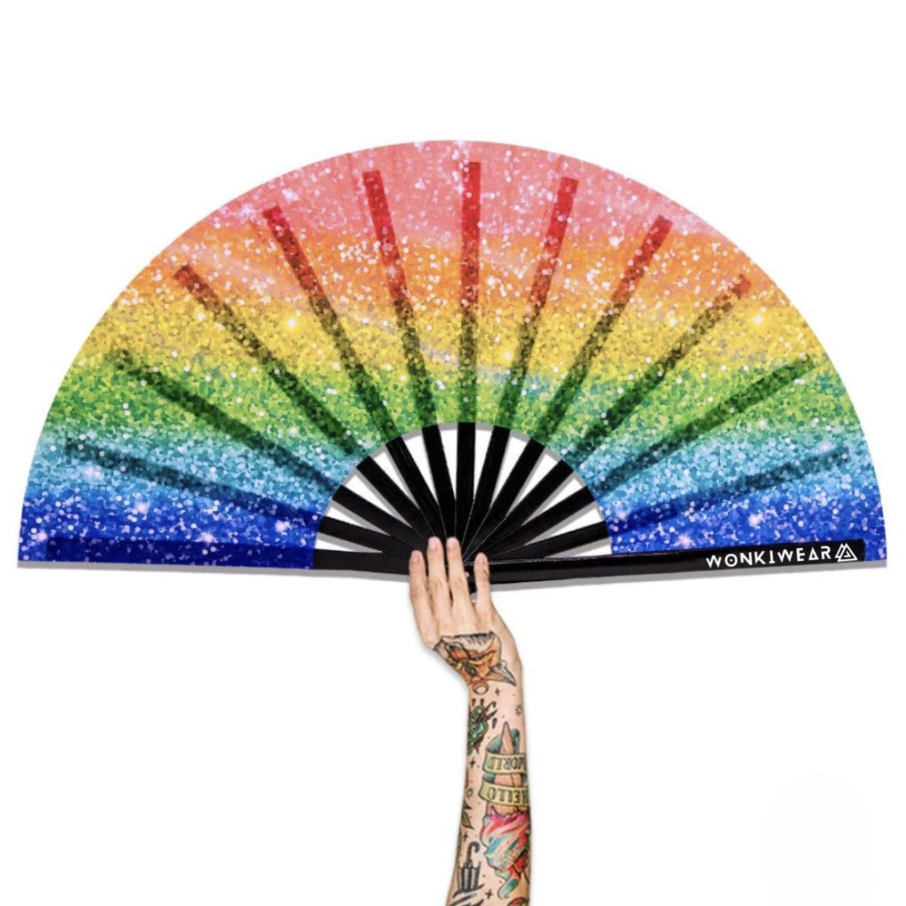 XL Festival Fan - UV Reactive, Rainbow Glitter