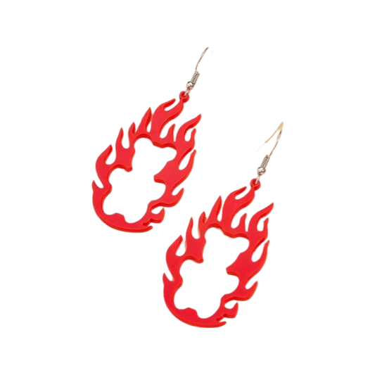 Earrings - Oversized red flame bear drops