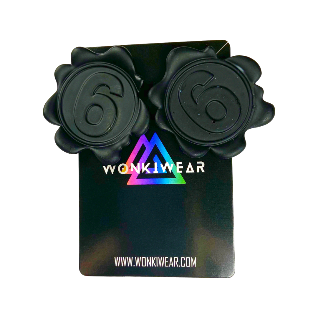 Earrings - Oversized black wax stamp studs